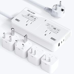 220V to 110V Voltage Converter, BESTEK Universal Voltage Converter US to Europe Travel Adapter with 2 AC Outlets and 3 USB Ports(2 PD35W), for Hair Dryer Straightener