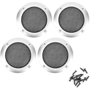 4pcs 2inch Car Speaker Grill,Speaker Grill Covers,Audio Speaker Grille Protective Decorative Audio Speaker Mesh Grille ABS Plastic Frame with Metal Mesh(silver)