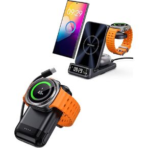 Wireless Charging Station for Samsung S25 Ultra/S25+/S25/S24/S23/S22, 6000 mAh Portable Charger for Samsung Watch and Phone