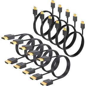 HDMI Cable 6ft 10-Pack ، 4K HDMI إلى HDMI Cable 6ft Multi-Pack ، محمي HDMI 2.0 سلك 6 قدم مع 4K@60Hz ، 2K@165/144Hz ، HDCP 2.2 ، HDR ، ARC & CL3 مصنف | للكمبيوتر المحمول ، الشاشة ، التلفزيون PS5 ، PS4 ، Xbox ، Soundbar