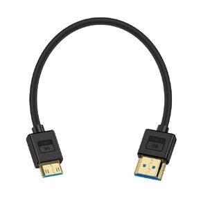 Poyiccot Ultra Thin 8K Mini HDMI to HDMI Cable 1ft, 48Gbps Right Angle 90 Degree Soft Slim Mini HDMI 2.1 Silicone Cable Supports 8K@60Hz/4K@60Hz for Camera, Laptop, HDTV