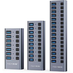 ACASIS 16 و 10 و 7 POTTS USB 3.1 محور مع سرعة بيانات 10 جيجابت في الثانية ، مدعوم USB 3.1 محور ، السكن الألمنيوم ، محور USB مدعوم بمحول طاقة 96/48/24W
