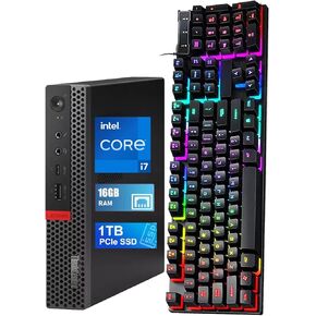 Lenovo ThinkCentre M920Q Tiny Desktop i7 Computer, M920Q Mini PC Core i7-8700T 2.4GHz Up to 4.00GHz, 16GB DDR4, 1TB SSD, RGB Keyboard, HDMI, Windows 10 Pro (Renewed)