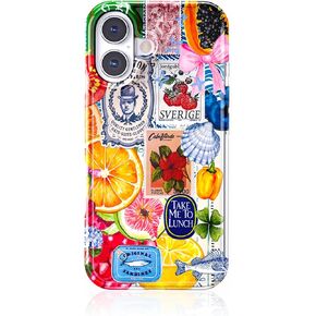 FEWGEY TPU Phone Case for iPhone 16 Compatible with Magsafe, Retro Illustration Design Magnetic Shock Proof Heavy-Duty Protection for Women Girls Multicolor