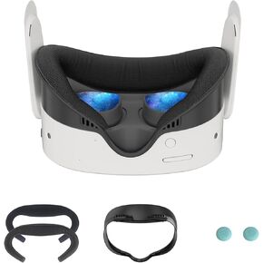 Facial Interface & Face Cover Pad for Oculus Quest 3s Accessories - Facial Interface Bracket,Sweatproof PU Leather Face Cushion, Breathable Mesh Cloth Face Cover Pad Replacement for Meta Quest 3s