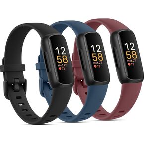 3 Pack Silicone Bands Compatible with Fitbit Inspire 3 Bands for Women Men, Adjustable Replacement Sport Wristbands Straps for Fitbit Inspire 3 Fitness Tracker