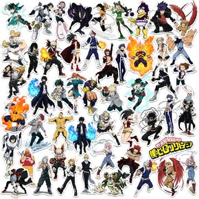 My Hero Academia Character 50ct Vinyl Large Deluxe Stickers Variety Pack - Laptop, Water Bottle, Scrapbooking, Tablet, Skateboard, Indoor/Outdoor