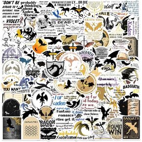 Fourth Wing Stickers 100 PCS for Kindle, Bookish War College Decals Pack Reading Booktok Aesthetic Sticker for Laptop, Ebook Readers, Bottles, Journal, Scrapbook, Waterproof