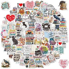 100PCS Bookish Stickers–Holographic Book Stickers for Kindle, Booktok, Laptop, E-Reader, Water Bottle, Journal |Reading Themed Vinyl Decals for Book Lovers Bookworm Girls Teens Adults Gift Accessories