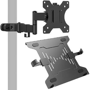 WALI Bundle – 2 Items: Single Monitor Arm and Universal Adjustable Laptop Holder Tray