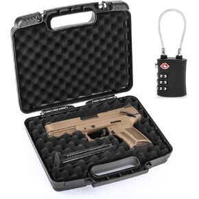 Pre-Cut 9mm Gun Case with 1 TSA Lock, Lockable Hard Handgun Case for Pistols & Revolvers – Shockproof, Portable Gun Storage & Transport