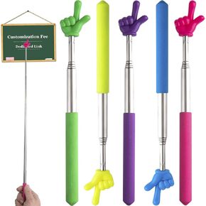 5 pcs Pointer Finger Sticks, 5 Colors Retractable Teacher Pointer Stick, Extendable Hand Pointer Sticks, Adjustable Hand Pointer for Reading, Speeches - Blue, Green, Purple, Yellow, Pink