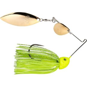 Strike King (TGHCSB12CW-201) Tour Grade Heavy Cover Spinnerbait Fishing Lure, 1/2-Ounce, Size 5/0 Gamakatsu Siwash Hook, Colorado/Willow Blades, Contoured Head, Hand-Tied Skirt, Super Chartreuse