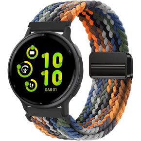 Braided-Bands Compatible with Garmin Vivoactive 6/Vivoactive 5/Vivoactive 3/Vivomove/Venu Sq/Venu 2 Plus/Forerunner 55/158/165/245/645 - 20mm Sport Stretchy Adjustable Replacement Strap for Galaxy Watch 7 6 5 4