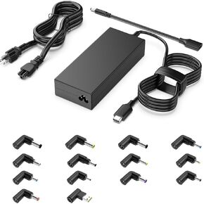 100W USB C Universal AC Adapter Charger Comaptible with Dell HP Acer Asus IBM Toshiba Samsung Sony Fujitsu Gateway Notebook Chromebook Power Supply Cord with 15 Tips(Work with 90W 65W 45W)