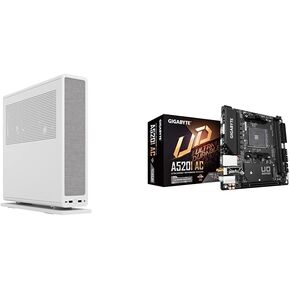 Fractal Design Ridge White mITX Case - Gigabyte A520I AC Motherboard - 2X 140mm Fans - PCIe 4.0 Riser Card