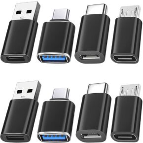8 PCS USB إلى محول USB C ، من النوع C من النوع C إلى محول USB 3.0 ، Micro USB إلى موصل محول الذكور الإناث Micro
