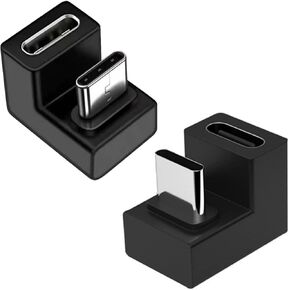 محول USB C 180 درجة على شكل حرف U (2 حزمة) ، USB-C 3.1 أنثى إلى محول كوع الذكور زاوية OTG متوافقة مع MacBook ، Switch ، Samsung Galaxy ، Hype-C-C والمزيد