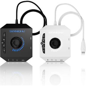 T10 External Sound Card, PHOINIKAS USB Audio Adapter for PC Windows, Mac, Linux, Laptops, Desktops, Stereo Sound Card with 3.5mm Interface & USB Interface, Volume Control, Plug & Play(2 PCS)
