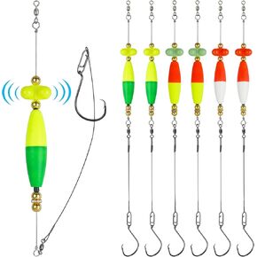 Catfish Rig Kit, 6pcs Catfish Float Rigs with Rattles Santee Cooper Rigs Peg Floats Bait Rig Catfishing Tackle Equipment for Bank Fishing Gear