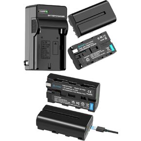 Artman NP-F550 Battery 2-Pack Wall Charger and NP F550 2 Pack USB-C Batteries for NP-F970 F750 F570 F550 Replacement Battery Compatible with Sony Handycams Monitor, LED Video Light, Camcorder (Black)