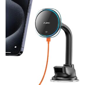 A2C for Qi2 15W MagSafe Car Mount Charger, Magnetic Phone Holder for Car Windshield/Dash - Semiconductor Cooler, LED Indicator, Fast Charging Wireless Car Charger for iPhone 16-12 [with PD Adapter]