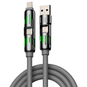 4-in-1 Fast Charging Cable, 240W USB-A/C to Lightning/Type-C-Purple
