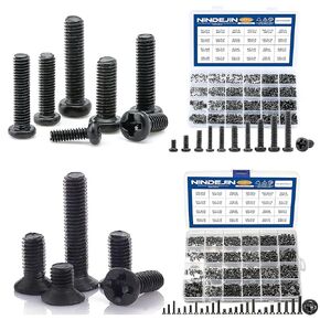 NINDEJIN Computer Laptop Notebook Screws Kit Phillips Flat + Round Pan Head Miniature Screws Set for Toshiba Gateway Samsung HP IBM Dell Sony Acer Asus SSD Hard Disk SATA