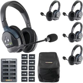 EARTEC UL5D Ultralite-HD 5-Person Full Duplex Wireless Intercom Headset Communication System, Dual Ear Headsets, Up to 1000ft Range, U.S. Company - Bundle Includes 5 Extra Batteries