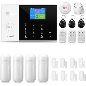 LWOHSI Home Security Alarm System with Camera, WiFi+GSM Alarm Kit with Phone APP Alert, Door/Window Sensor, Remote Control for Home, Apartment