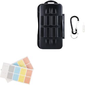 JJC SD Micro SD CF Memory Card Case Holder for 6 CF Card 12 SD Card & 18 Micro SD Card with 120-Count SD Card Label Sticker