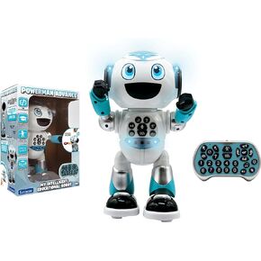 Lexibook Powerman Kid- Educational and Bilingual English/Spanish Robot - Walking Talking Dancing Toy - STEM Programmable Creating Stories - Quizzes Shooting Discs- ROB90EN