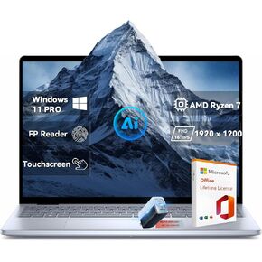 Dell Inspiron 16" FHD + Touchscreen Business Laptop, AMD Ryzen 7 8840U | AMD Radeon Graphics, 32GB DDR5 | 1TB SSD, Copilot AI, Backlit KB, FP Reader, Webcam, Win 11 Pro + MS Office, w/Accessories