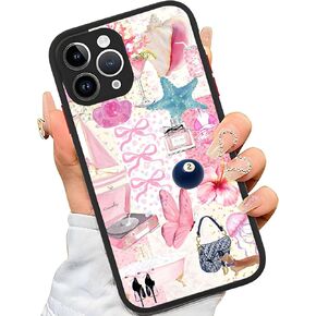 Compatible for iPhone 13 case, Cute Aesthetic Collage Bow Phone Case Print Art Protective Case (for iPhone 13) Pink