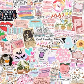 106 PCS Stickers for Kindle Bookish Romantasy, Book Holographic Sticker Pack Reading Booktok Glitter Vinyl Decals for Laptop Ebook Readers Water Bottles Skin Scrapbook Waterproof (106)
