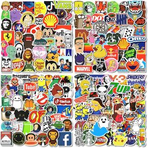 300PCS Cool Stickers for Adults,Waterproof Vinyl Stickers for Laptop,Skateboard,Helmet, Luggage,Water Bottles,Brand Stickers for Adults Teens