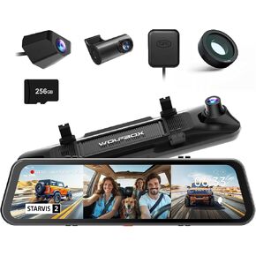 WOLFBOX G900 Tripro 3 Channel & Mirror Dash Cam Circular Polarizing Lens