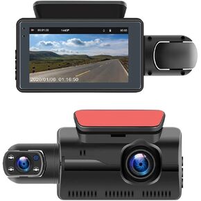 Dash Cam for Car Security Camera Front and Inside Vehicle Camera Dual DashCam Backup Camera, 3 Inch IPS Screen Video Recorder G-Sensor Night Vision Truck Camera