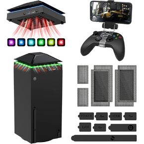 MENEEA Cooling Fan Dust Proof for Xbox Series X Console with Colorful Light Strip,Clip Mount for X-Series S/X, for Xbox One/S/X
