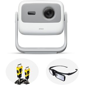 JMGO N1S 4K Smart Portable Projector, Triple Laser, 1100 ISO Lumens, Gimbal Instant Auto Focus, Google TV, Netflix, 110% BT.2020, HDR10, 10W Dolby Audio, Blu-ray 3D, 200" for Home, Outdoor, Gaming