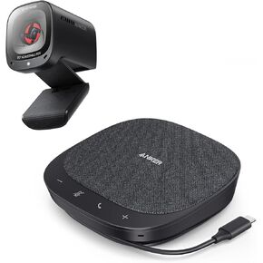 Anker PowerConf C200 2K Mac Webcam & PowerConf S330 USB Speakerphone, Computer Cam for Laptop with AI-Noise Cancelling Mics & Adjustable FoV, Home Conference Mic with AI Voice Enhancement, Plug & Play