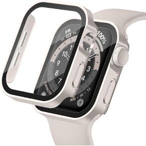 Adepoy 2 Pack Hard Case Compatible with Apple Watch 44mm Series 6 SE Series 5 Series 4 with Tempered Glass Screen Protector, Silver/Clear Ultra-Thin Durable Waterproof Protective Cover for iWatch