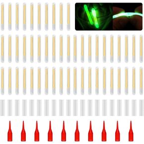 NUEAYMS 50 Pcs Fishing Fluorescent Light Stick Rod Tip Glow Sticks Night Fishing Small Glow Sticks Lightstick Replacement Night Fishing Green Fluorescent Light