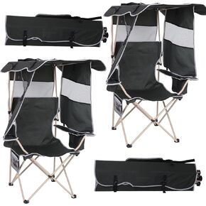 Camping Chair with Shade Canopy Outdoor Camping Chair Fishing Chair Shaded Comfort Essential with Sun-Blocking Canopy Side Pocket Cup Holder for Outdoor Sports (2 Pack)