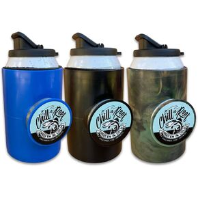 Chill-N-Reel Top Selling Colors | Perfect Gifts for Him | Fishing Can Cooler Trio Bundle Includes Popular Camo, Blue and Black | Fishing Gifts for Men