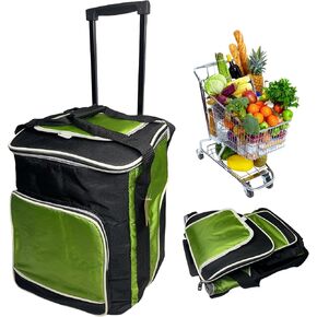 38 (32+6) Soft Cooler with Wheels and Handle and Convenient Access Window, Beach Cooler Bag on Wheels Insulated Waterproof, Collapsible Cooler for Travel Camping Picnic