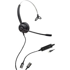 Headphone For Call Center, Noise Cancelling Headphones Mono with Microphone, Durable Commercial Grade Headset, PC, MAC, USB Telephones, Quick-Disconnect Cable For Easy Use, Skype, Mute, Volume, Answer