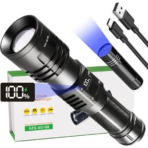 Rechargeable LED Flashlights 1000000 High Lumens, High Powered Waterproof Tactical Flashlight Spotlight Flashlight for Home, Bright Flashlight Black for Outdoor Camping Emergency