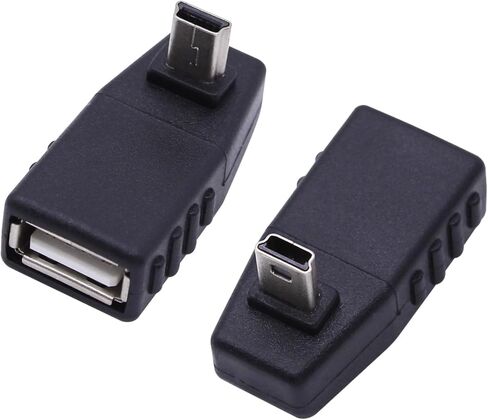 MINI USB إلى USB A ATAPTER OTG ، MINI MINI USB 5 PIN ذكر إلى محول محول أنثى من النوع A USB للكاميرات الرقمية ، الأسود (2 عبوة) in Kuwait