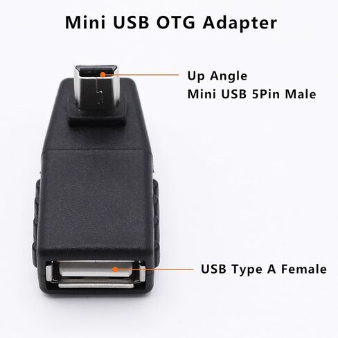MINI USB إلى USB A ATAPTER OTG ، MINI MINI USB 5 PIN ذكر إلى محول محول أنثى من النوع A USB للكاميرات الرقمية ، الأسود (2 عبوة) in Kuwait